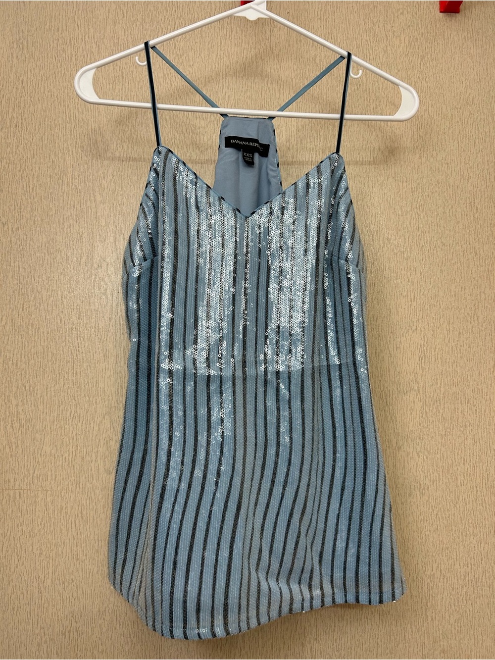 Banana Republic - Baby Blue Striped Sequined Tank Top - Size XXS